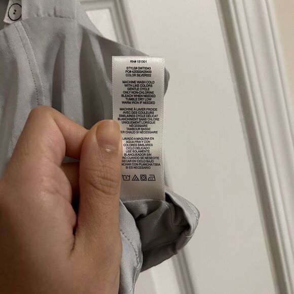 Good American Tank Top Silver Blue Double Bar Satin Cut Out Crop Smocked Medium - Picture 8 of 10